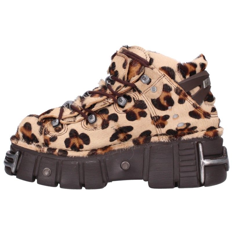 NEWROCK Platform Calf Hair Sneakers Beige Size EU 42