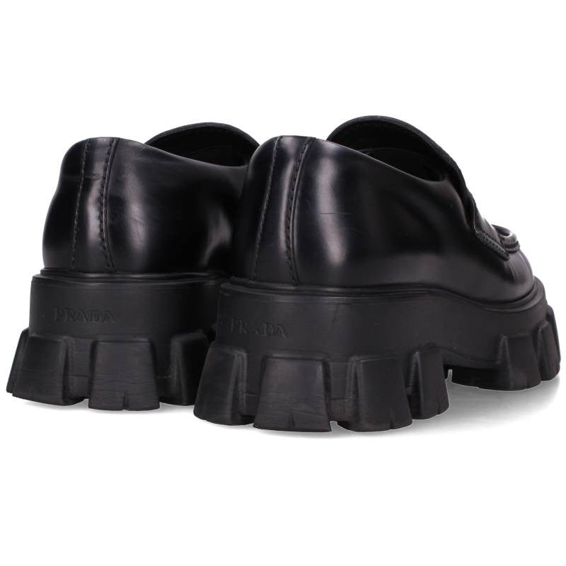 PRADA Monolith Brushed Leather Loafers Black Size 6.5