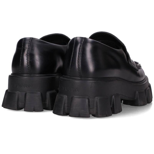 PRADA Monolith Brushed Leather Loafers Black Size 6.5