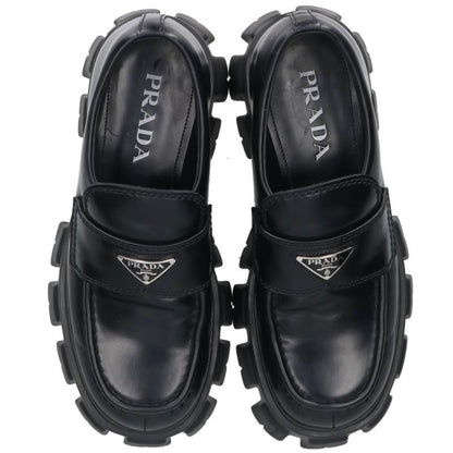 PRADA Monolith Brushed Leather Loafers Black Size 6.5