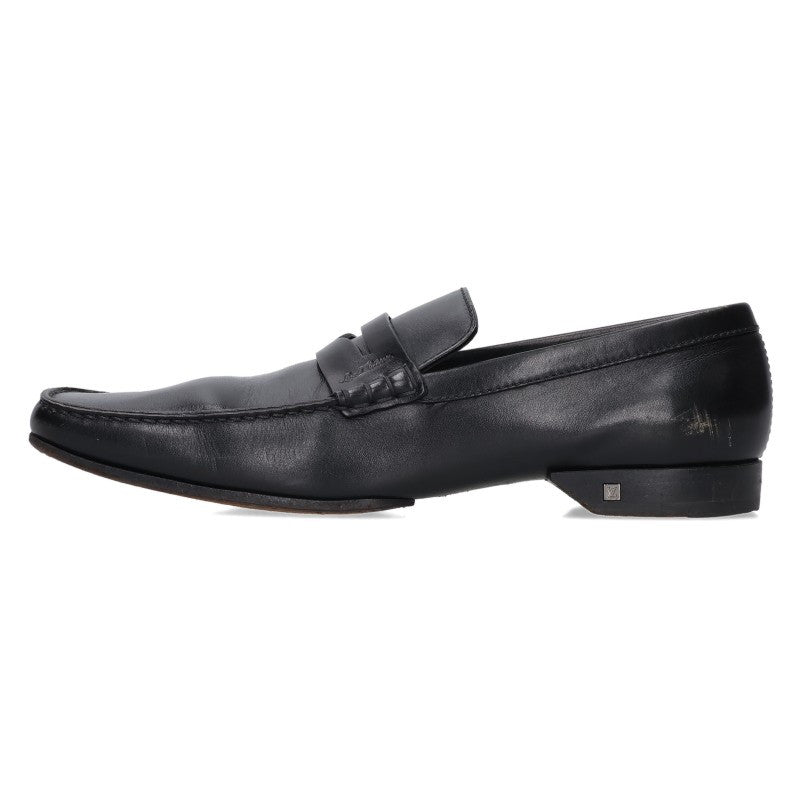LOUISVUITTON Leather Loafers Black Size 9.5