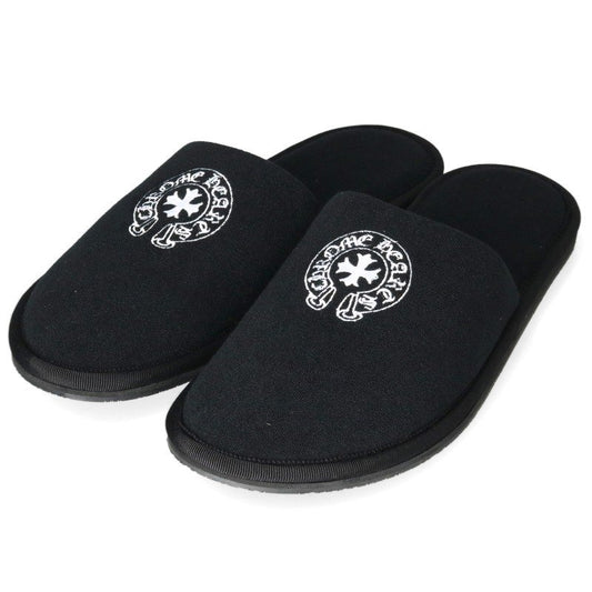 Chrome Hearts Horseshoe Embroidered Slippers Black Size L