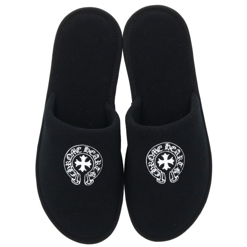 Chrome Hearts Horseshoe Embroidered Slippers Black Size L