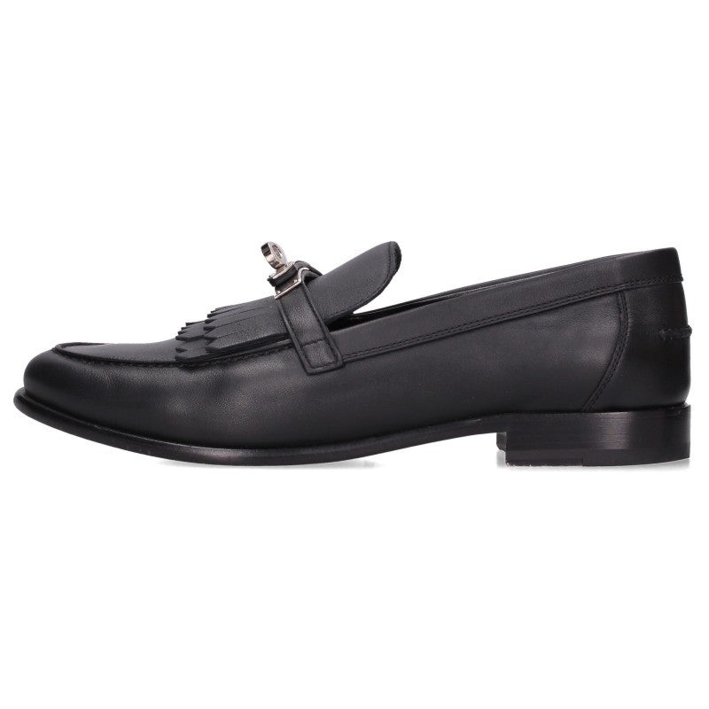 HERMES Destin Kelly Buckle Loafers Black Silver Size 39.5