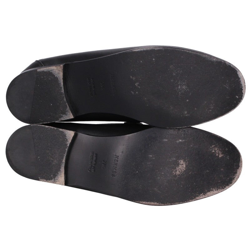 HERMES Destin Kelly Buckle Loafers Black Silver Size 39.5