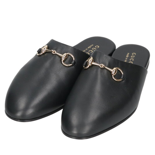 GUCCI Horsebit Leather Mules Black Sandals Size 8