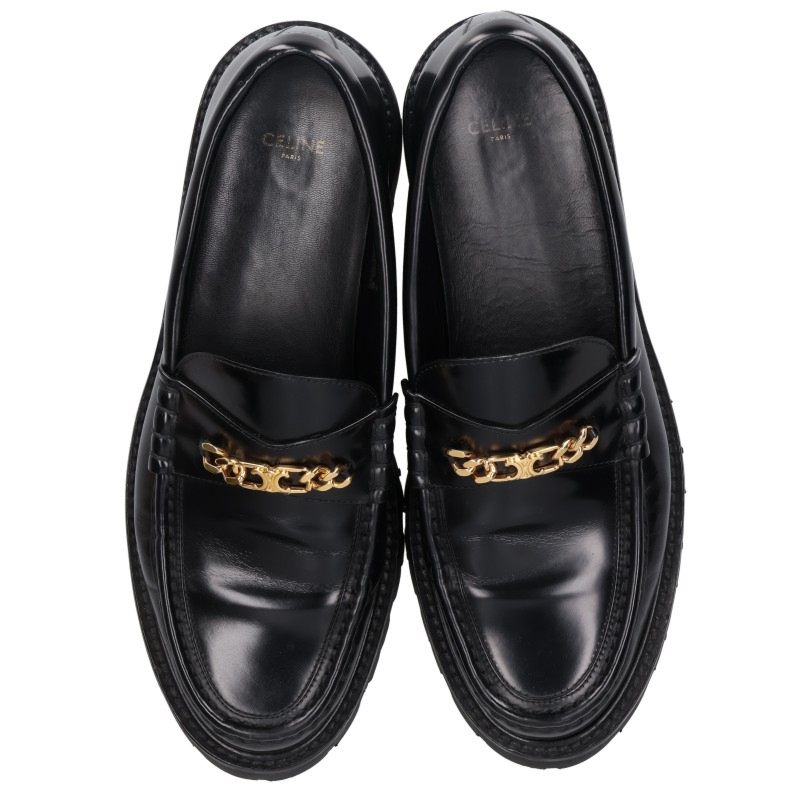 CELINE Triomphe Chain Loafers Black Size EU 43