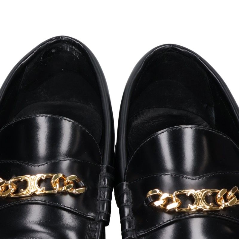 CELINE Triomphe Chain Loafers Black Size EU 43