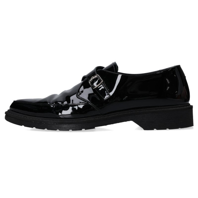 CELINE Patent Monk Strap Creeper Shoes Black Sneakers Size EU 42