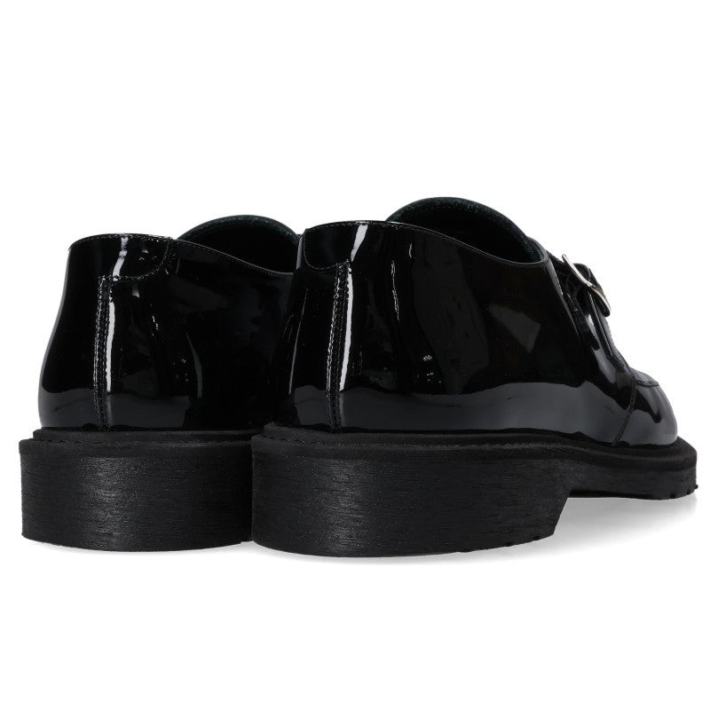 CELINE Patent Monk Strap Creeper Shoes Black Sneakers Size EU 42