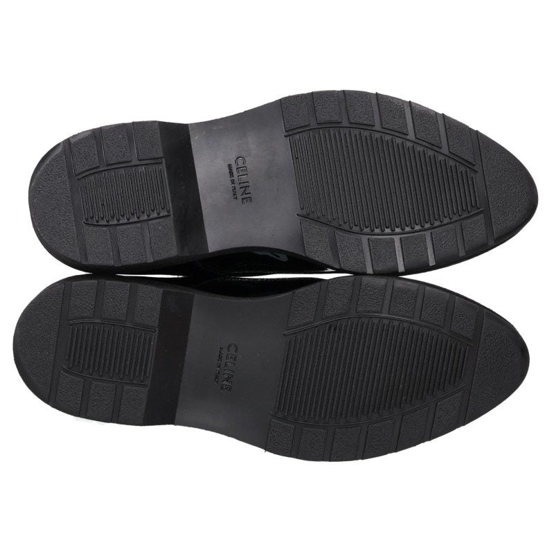 CELINE Patent Monk Strap Creeper Shoes Black Sneakers Size EU 42