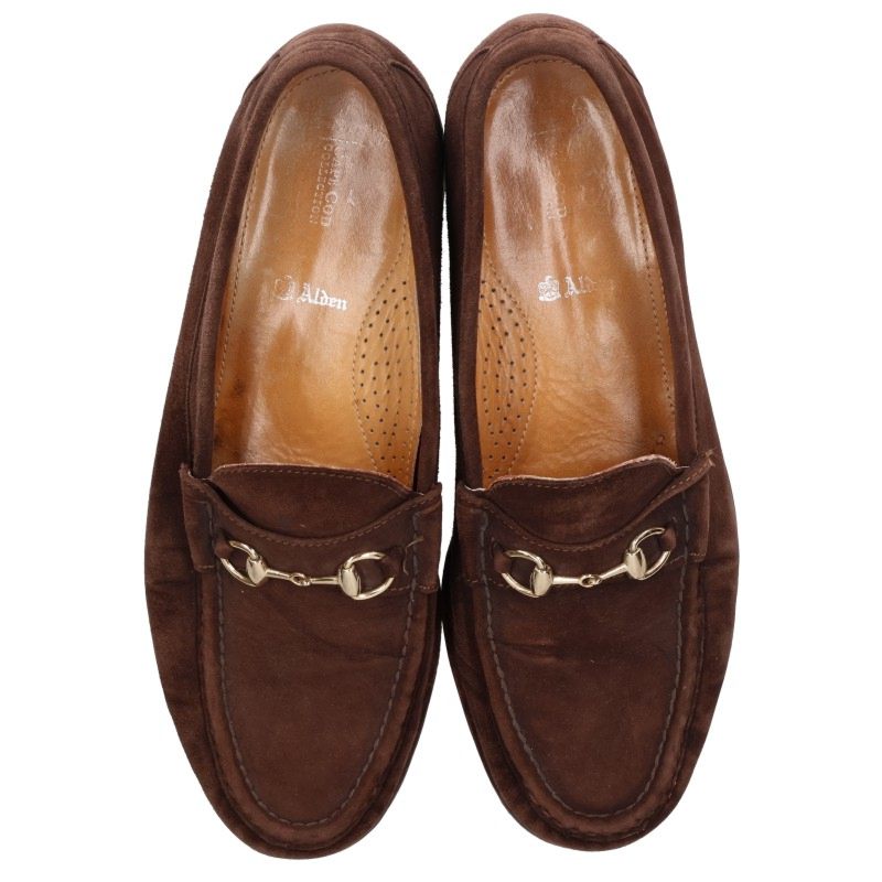 Alden Suede Bit Loafers Brown & Gold Size 10