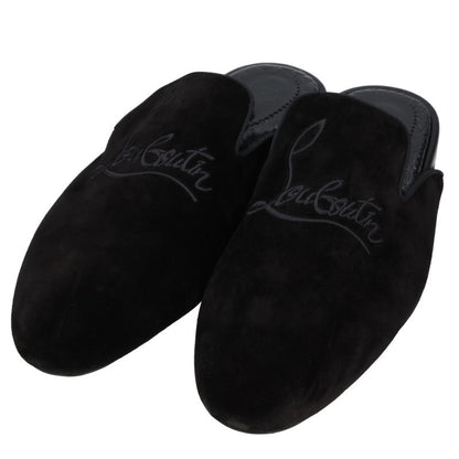 Christian Louboutin Suede Flat Mules Black Sandals Size 43.5