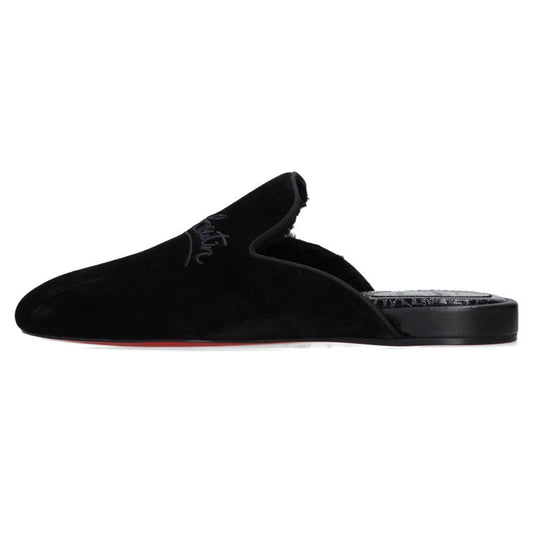 Christian Louboutin Suede Flat Mules Black Sandals Size 43.5