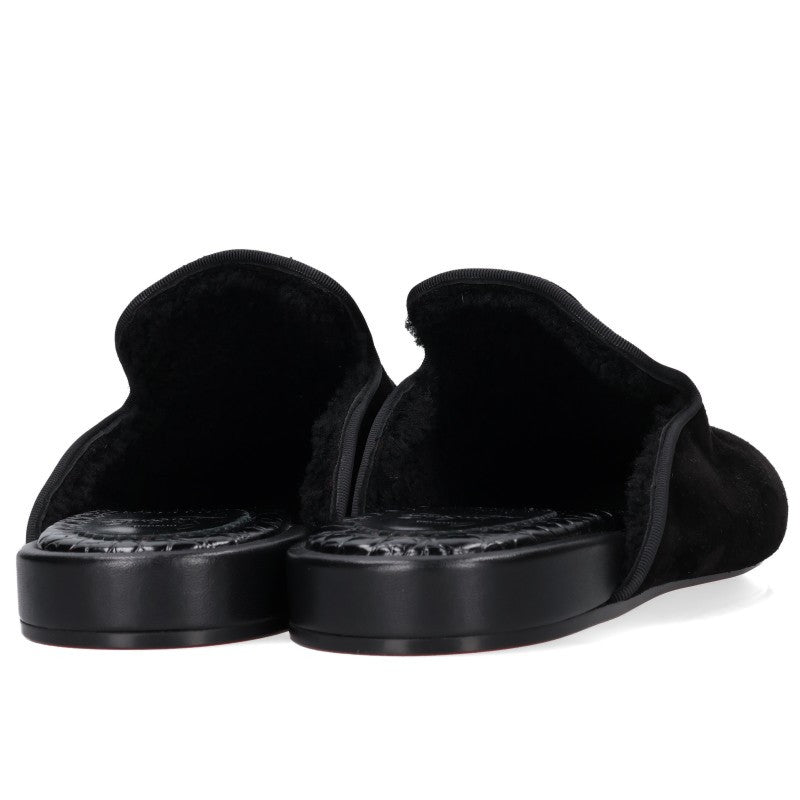 Christian Louboutin Suede Flat Mules Black Sandals Size 43.5