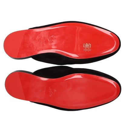 Christian Louboutin Suede Flat Mules Black Sandals Size 43.5
