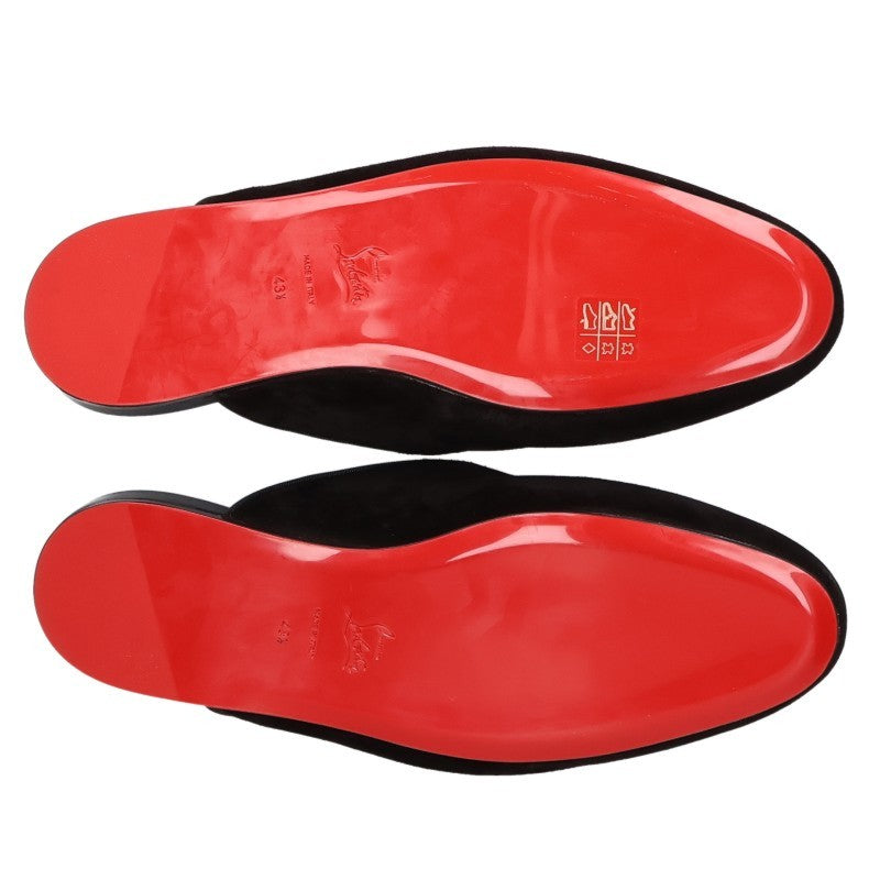 Christian Louboutin Suede Flat Mules Black Sandals Size 43.5