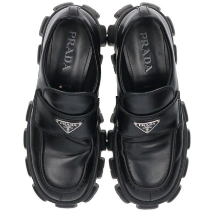 PRADA 2DE129 Monolith Brushed Leather Loafers Black Size 8