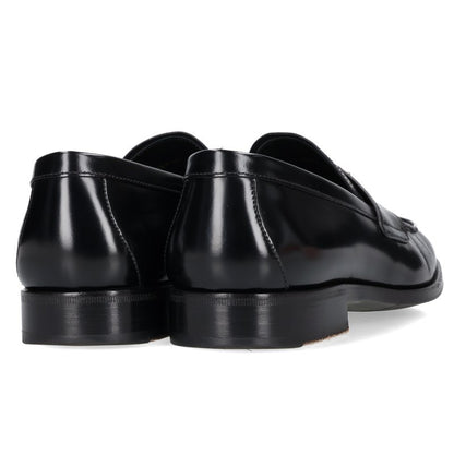 PRADA Triangle Logo Brushed Leather Loafers Black Size 9