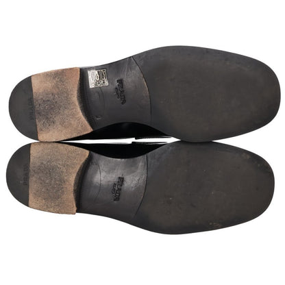 PRADA Triangle Logo Brushed Leather Loafers Black Size 9