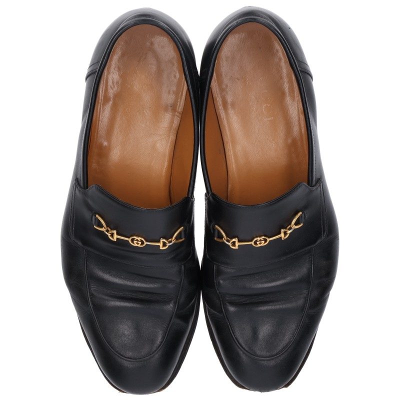 GUCCI Interlocking G Horsebit Loafers Black Size 5.5