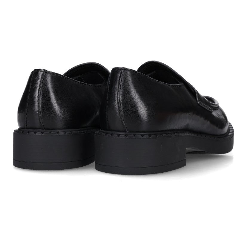PRADA FW26 Triangle Plate Loafers Black/Silver Size 8