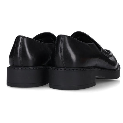 PRADA FW26 Triangle Plate Loafers Black/Silver Size 8