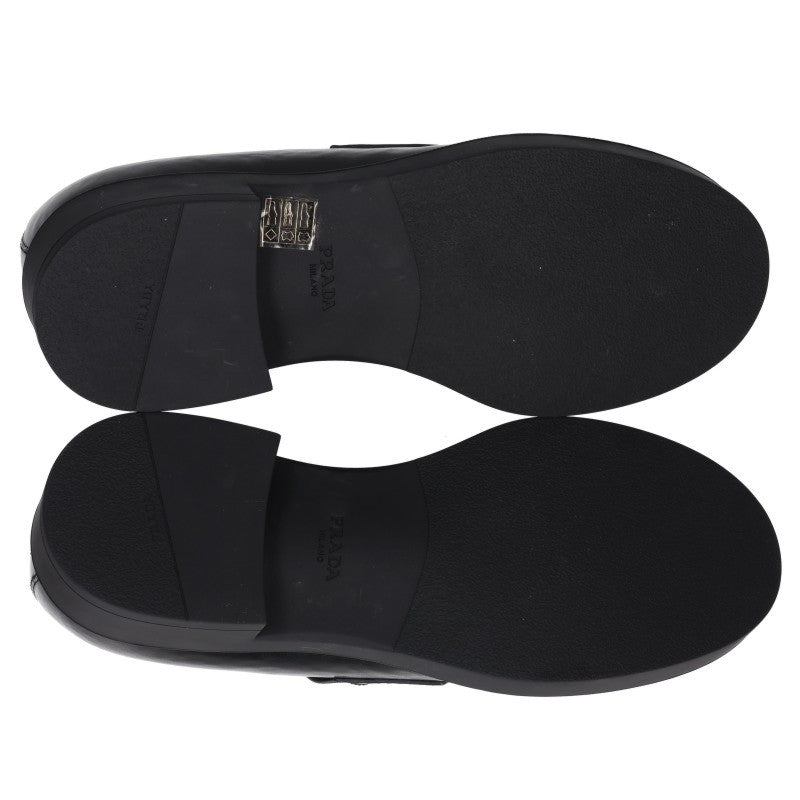 PRADA FW26 Triangle Plate Loafers Black/Silver Size 8