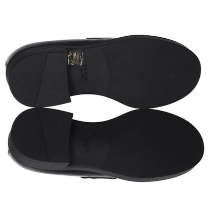 PRADA FW26 Triangle Plate Loafers Black/Silver Size 8