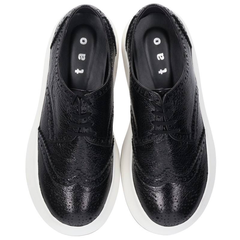 tao Black Wingtip Platform Shoes Size 24cm