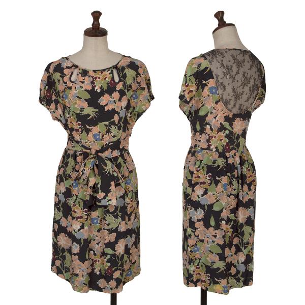 MAX&Co Black Silk Floral Lace Midi Dress Size 40