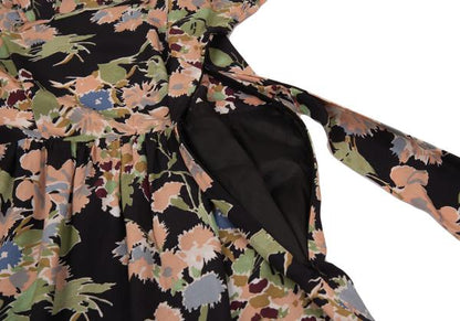 MAX&Co Black Silk Floral Lace Midi Dress Size 40