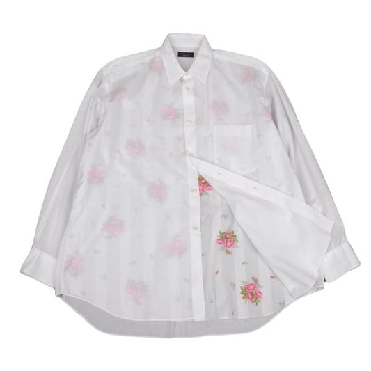 COMME des GARCONS HOMME PLUS Stripe Flower Off White Shirt Size M