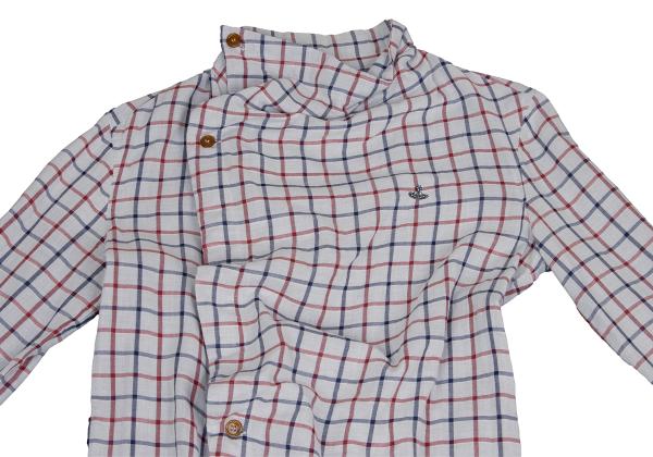 Vivienne Westwood MAN Cotton Check Drape Light Gray Shirt Size 44