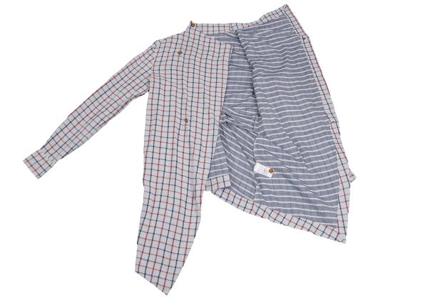 Vivienne Westwood MAN Cotton Check Drape Light Gray Shirt Size 44