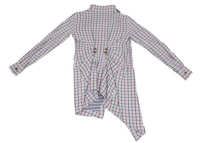 Vivienne Westwood MAN Cotton Check Drape Light Gray Shirt Size 44