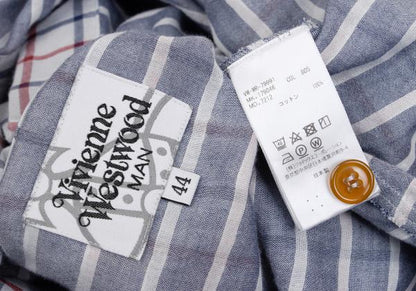 Vivienne Westwood MAN Cotton Check Drape Light Gray Shirt Size 44
