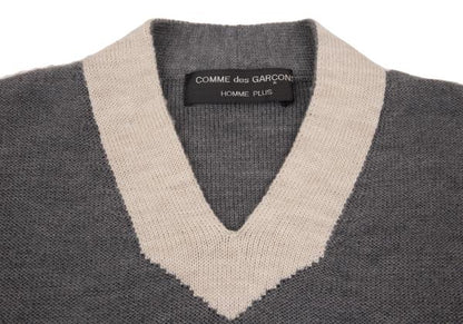 COMME des GARCONS HOMME PLUS Wool Tilden Gray Beige Sweater Size M