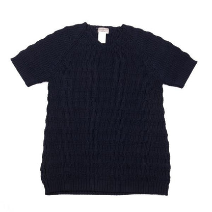 Yohji Yamamoto POUR HOMME Poly Border Knit Navy Size M