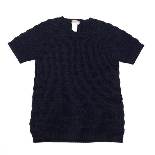 Yohji Yamamoto POUR HOMME Poly Border Knit Navy Size M
