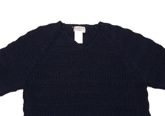 Yohji Yamamoto POUR HOMME Poly Border Knit Navy Size M