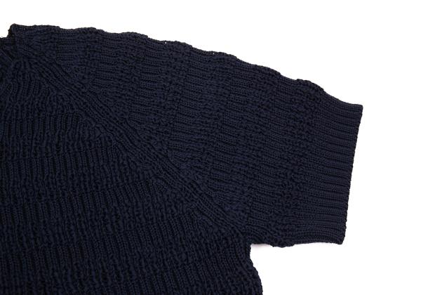 Yohji Yamamoto POUR HOMME Poly Border Knit Navy Size M