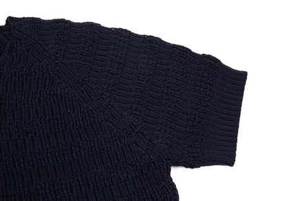 Yohji Yamamoto POUR HOMME Poly Border Knit Navy Size M