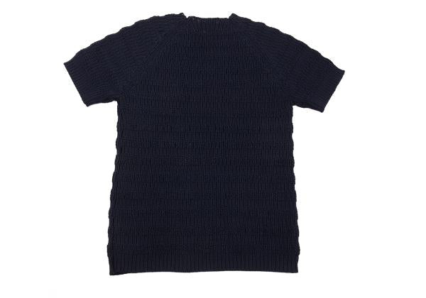 Yohji Yamamoto POUR HOMME Poly Border Knit Navy Size M