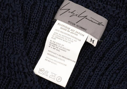Yohji Yamamoto POUR HOMME Poly Border Knit Navy Size M
