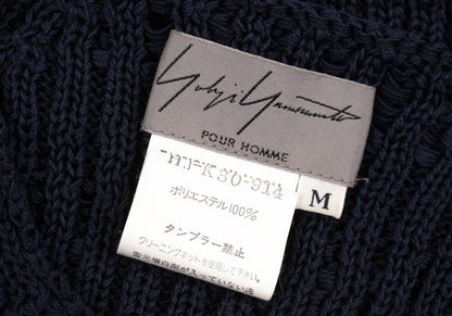 Yohji Yamamoto POUR HOMME Poly Border Knit Navy Size M