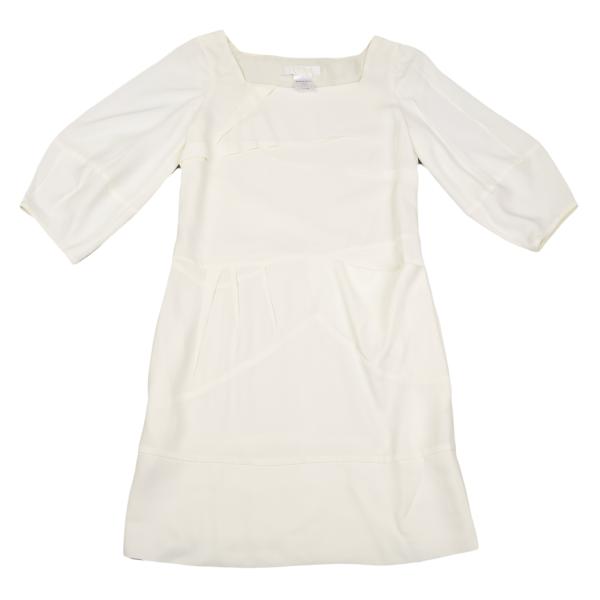 Chloe Silk Bias-Cut 3/4 Sleeve Dress Off-White Size 34