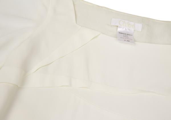 Chloe Silk Bias-Cut 3/4 Sleeve Dress Off-White Size 34