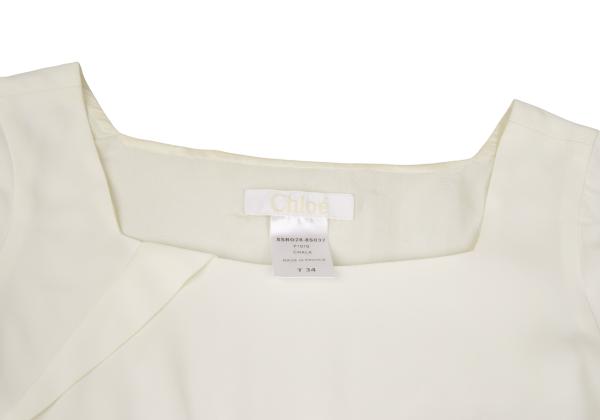 Chloe Silk Bias-Cut 3/4 Sleeve Dress Off-White Size 34
