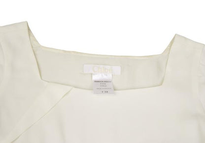 Chloe Silk Bias-Cut 3/4 Sleeve Dress Off-White Size 34